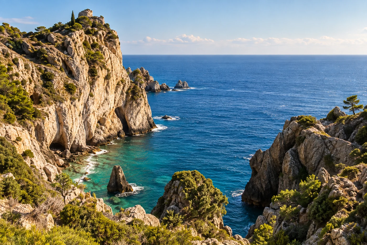 Une crique rocheuse au bord de la Méditerranée